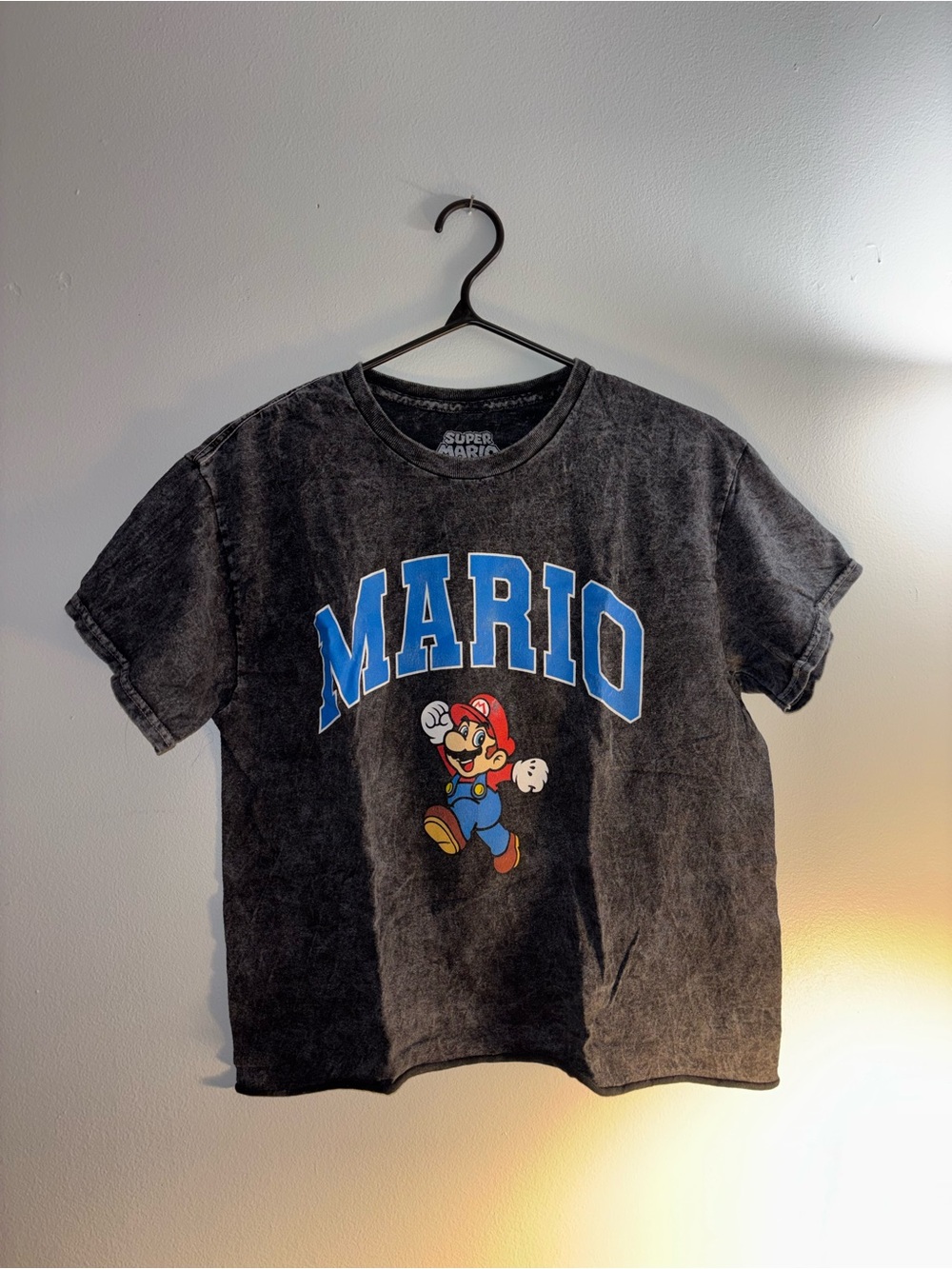 Nintendo Vintage Crop Top with Blue MARIO and Full-Color Mario Graphic